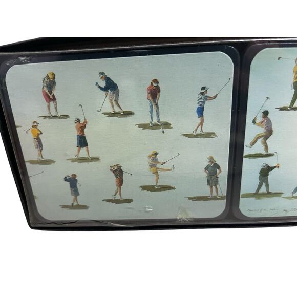 NIB Lady Clare Harlequin Collection London England Golf Coaster Set Hand Crafted - Picture 3 of 5